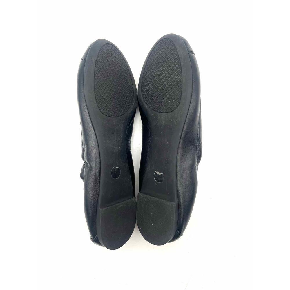 Tory Burch Size 5 Black/Gold Embellished Leather Designer Flats - Picture 8 of 10